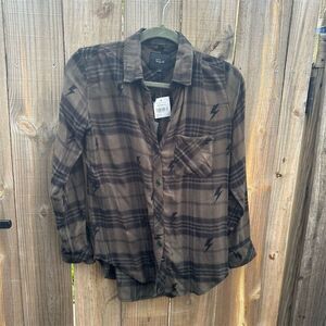 NWT Rails XS Green Plaid Button-Up Shirt Long Sleeve Casual